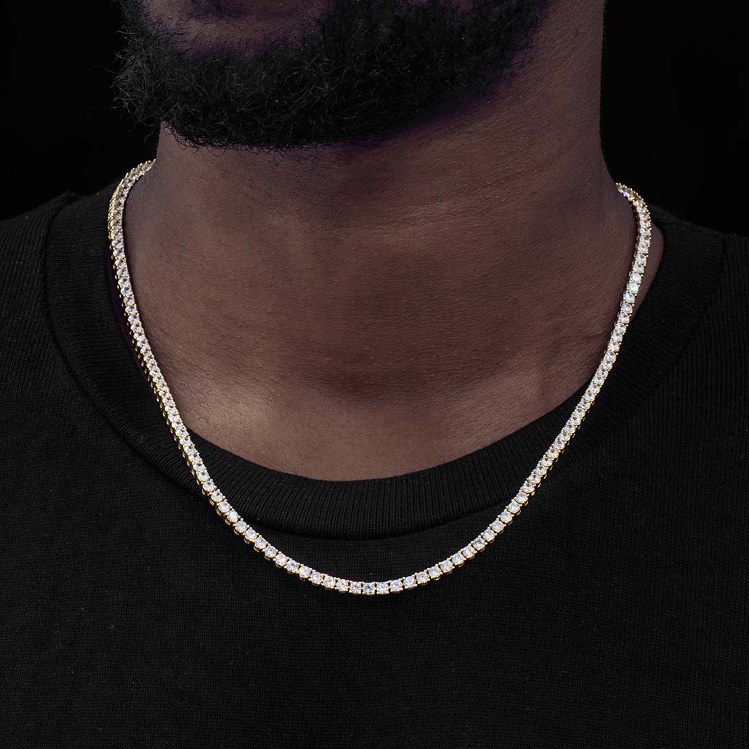 Helloice  3mm Tennis Necklace in Gold