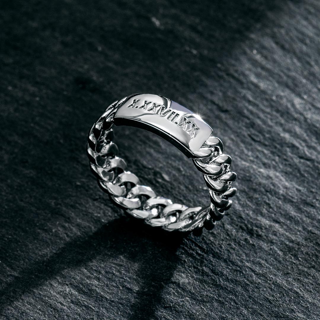 Helloice 5mm Women's Personalized Engraved Cuban ID Ring