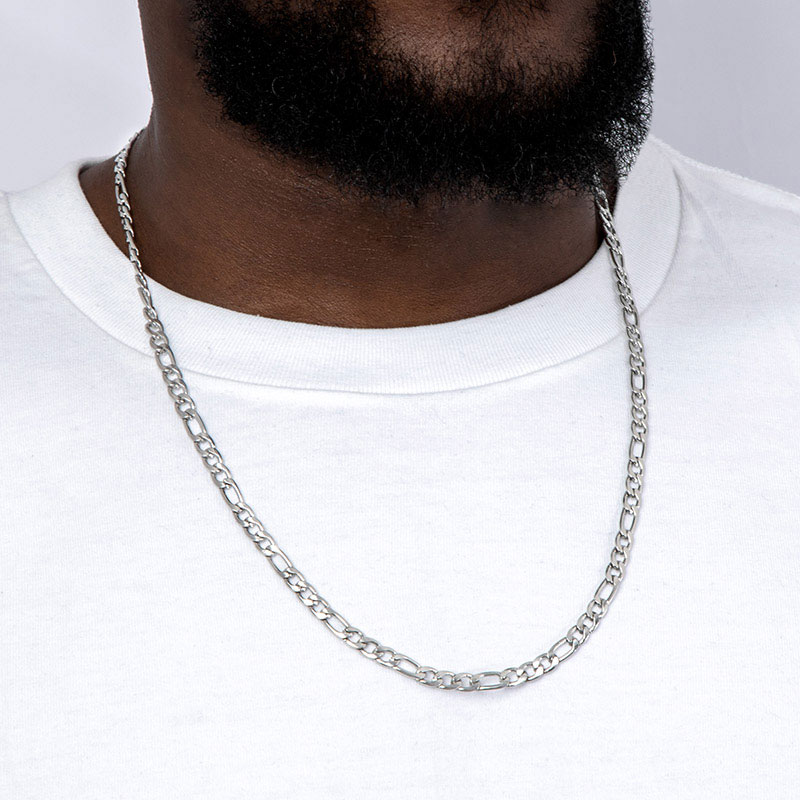 Helloice 5mm Figaro Solid 925 Sterling Silver Chain