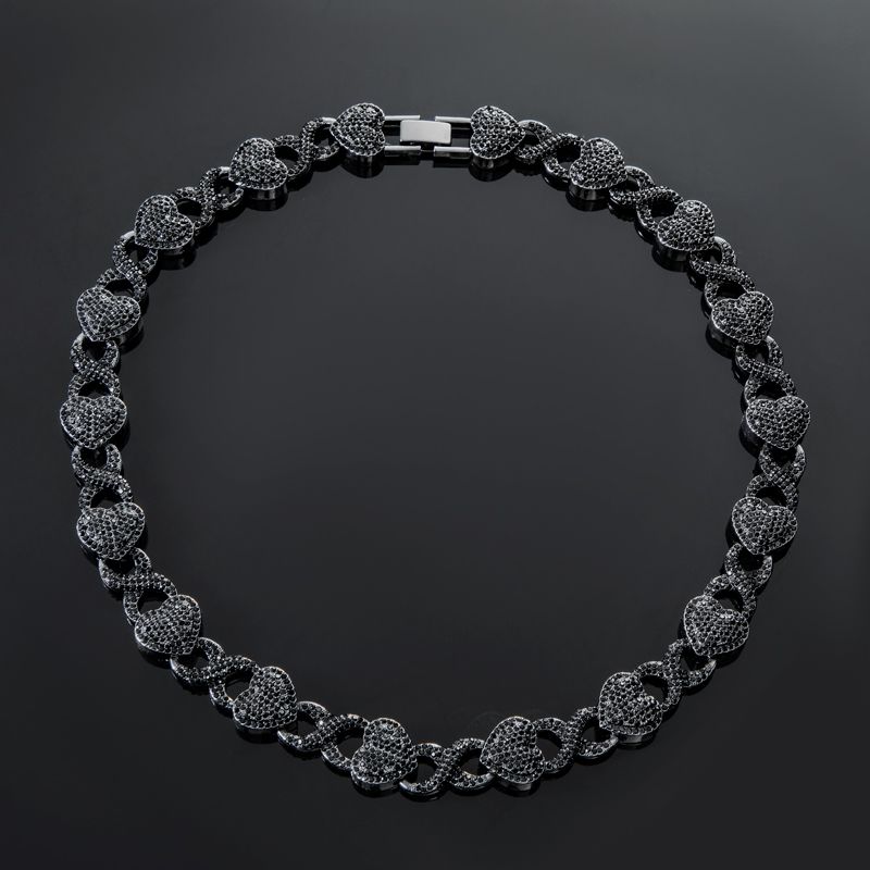 Helloice 11mm 20'' Heart Infinity Link Chain in Black Gold