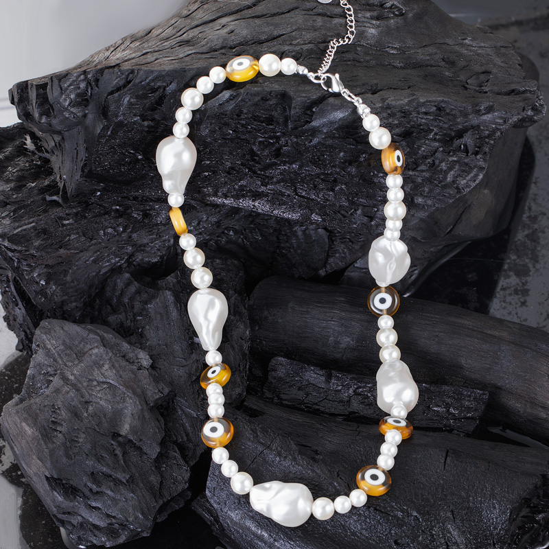 Helloice Evil Eye Baroque Pearl Necklace