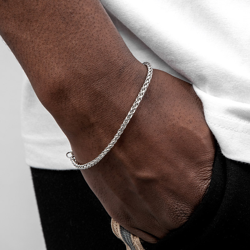 Helloice 3mm Franco Solid 925 Sterling Silver Bracelet