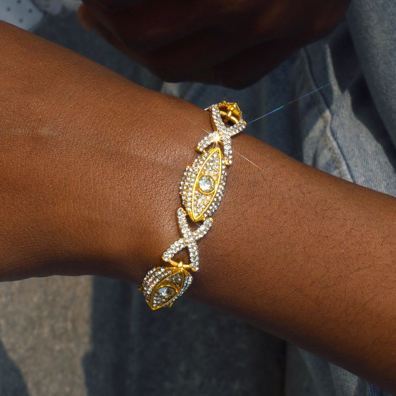 Helloice Iced Evil Eyes with Infinity Chain in Gold