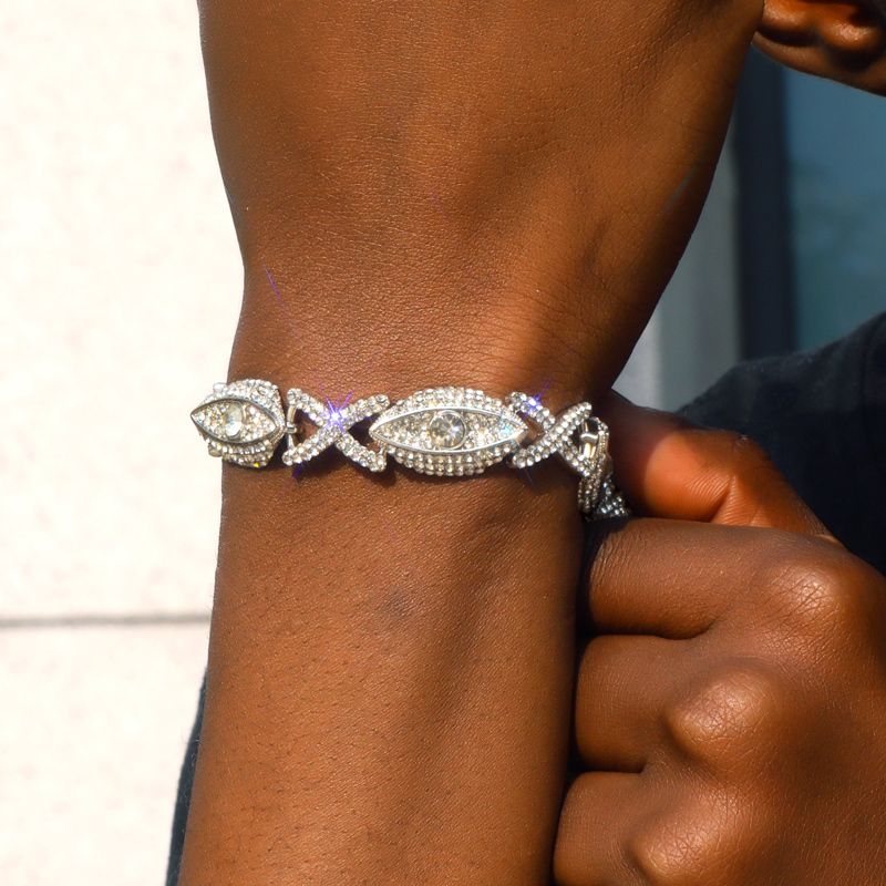 Helloice Iced Evil Eyes with Infinity Bracelet in Gold