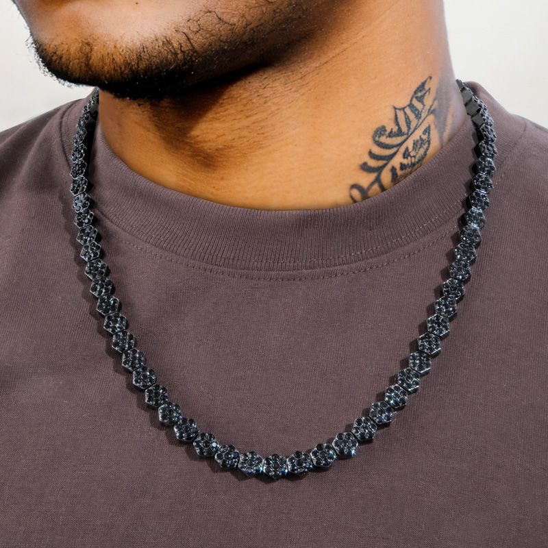 Helloice 8mm Hexagon Tennis Chain in Black Gold