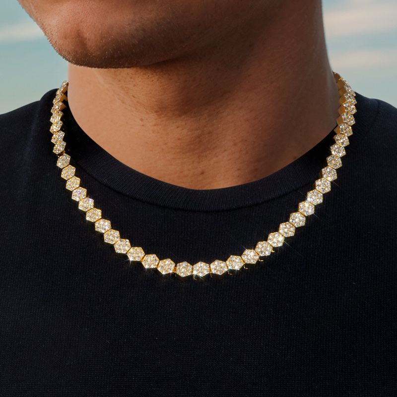 Helloice 8mm Hexagon Tennis Chain in Gold