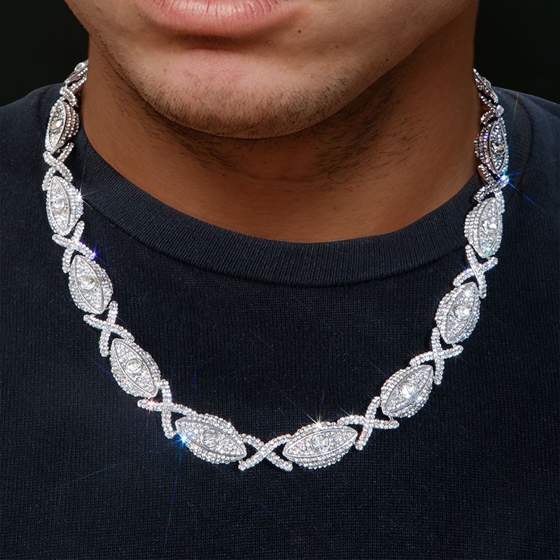 Helloice Iced Evil Eyes with Infinity Chain in White Gold