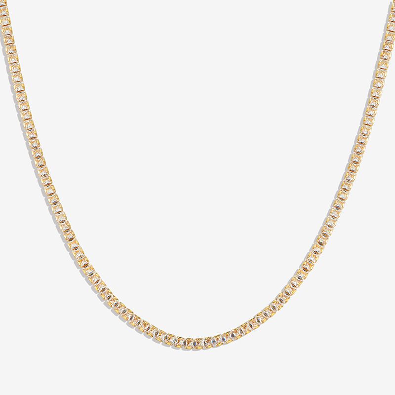 Helloice Iced 4mm Women Tennis Chain Necklace in Gold