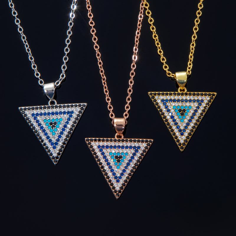 Helloice Iced Triangle Devil Eye Turquoises Necklace