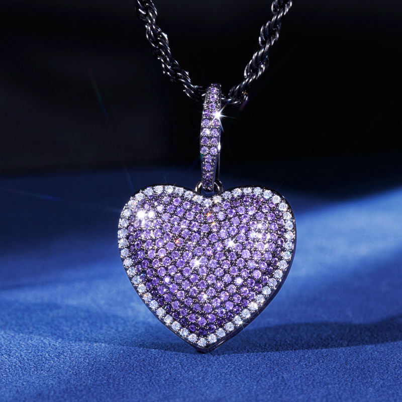 Helloice Micro Pave Heart-shaped Pendant in Black Gold