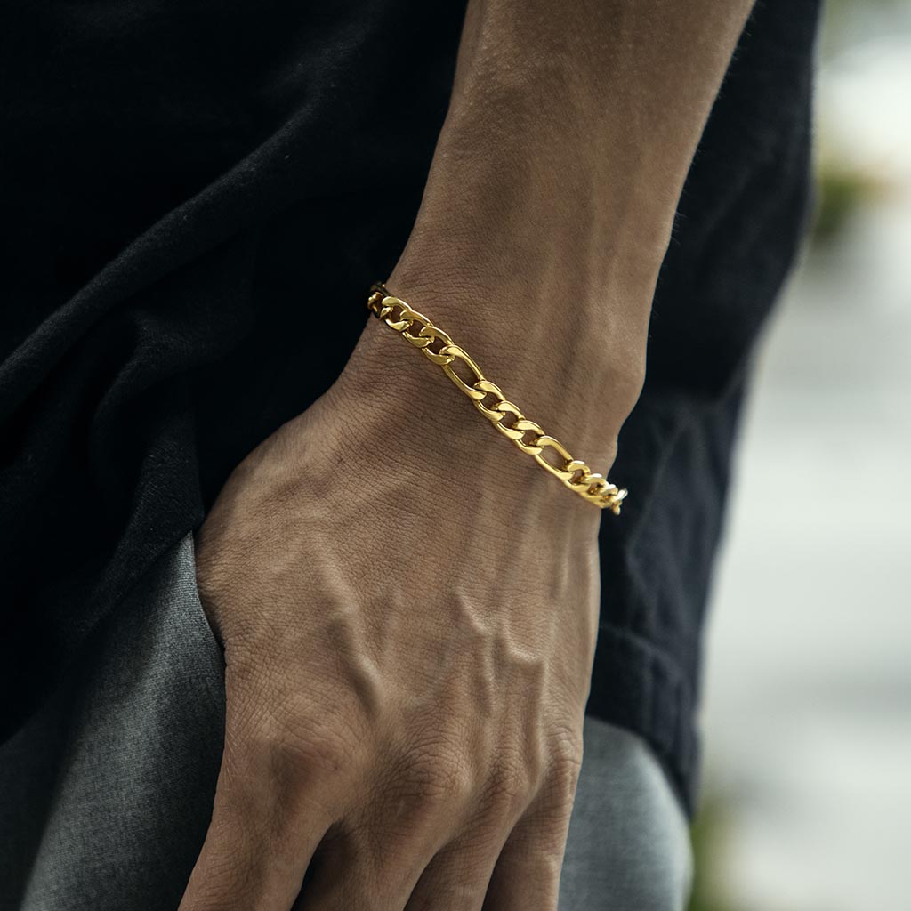 Helloice 5mm Figaro Bracelet in Gold