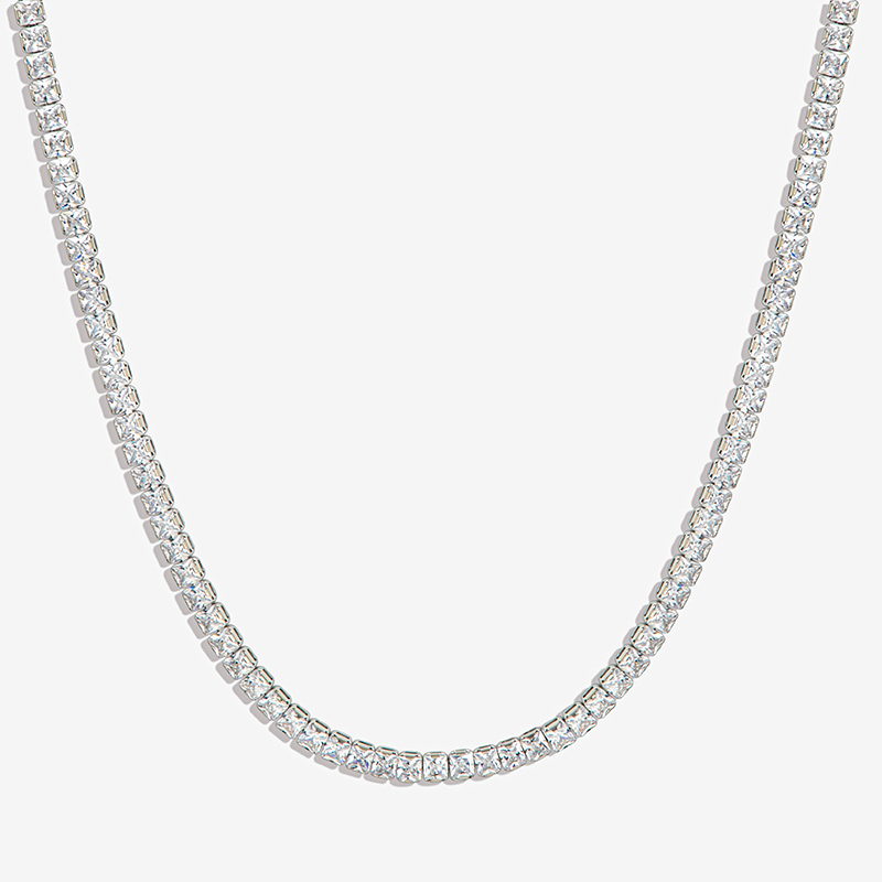 Helloice Iced 5mm Women Tennis Chain Necklace in White Gold