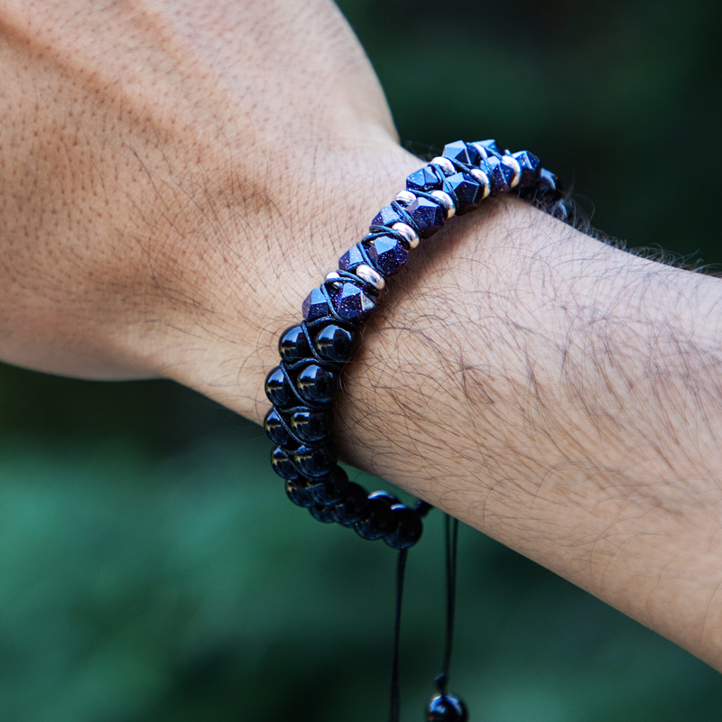 Helloice Healing Energy Stone Double Layered Braided Adjustable Bracelet