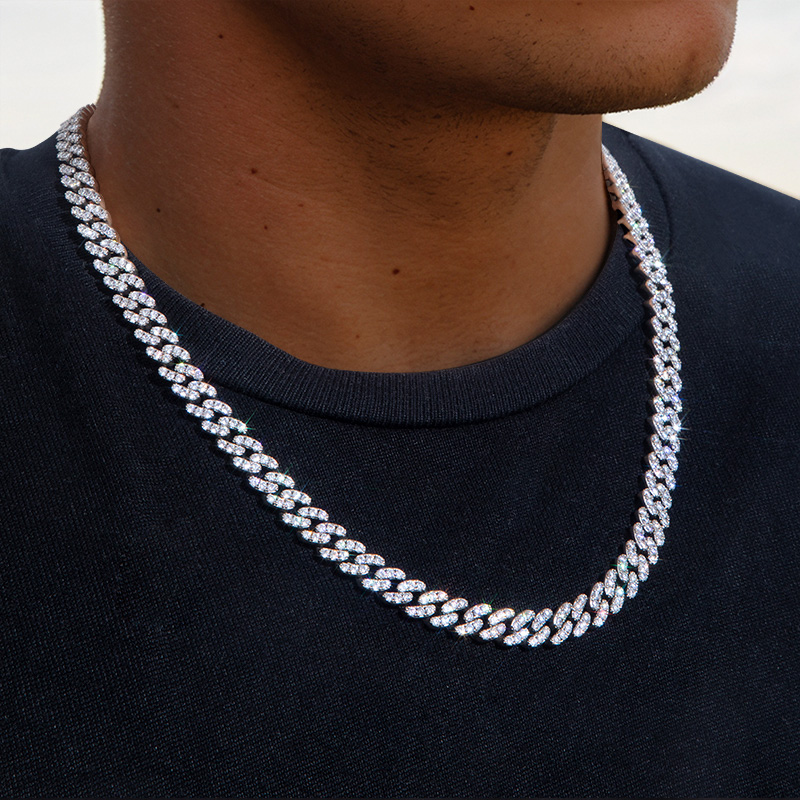Helloice  Iced 8mm Cuban Link Chain in White Gold