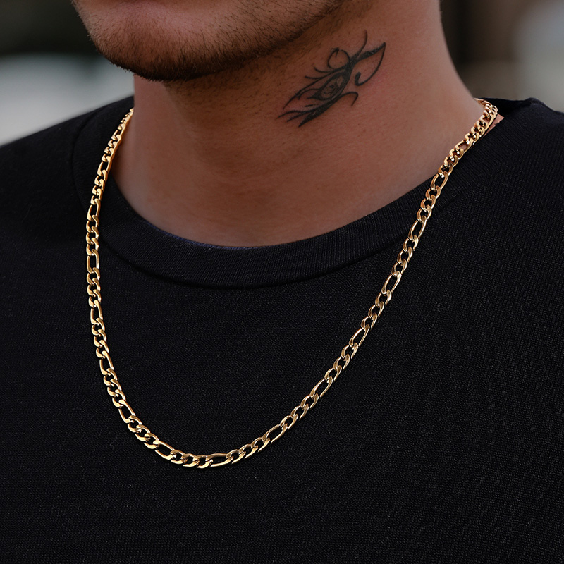 Helloice 5mm Stainless Steel Figaro Chain in Gold
