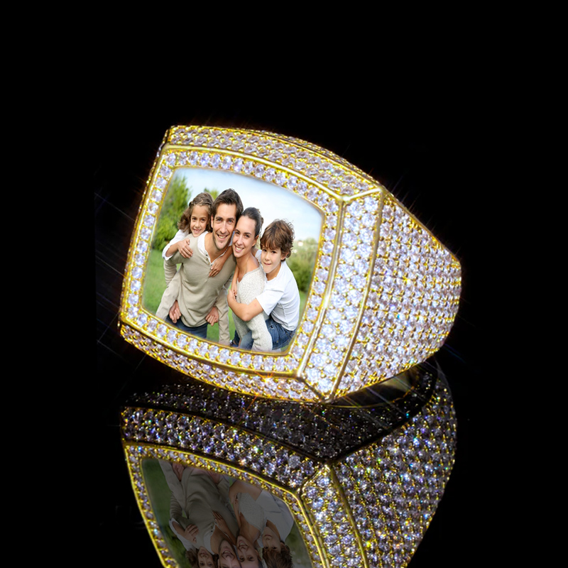 Helloice  Iced 3D Customized Photo Ring in Gold