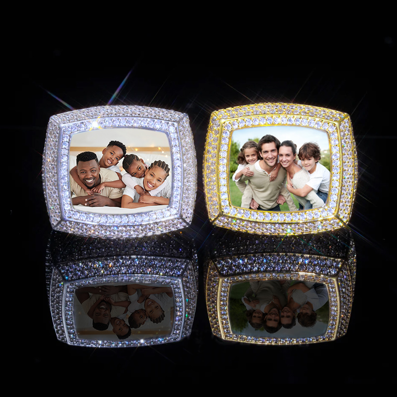 Helloice  Iced 3D Customized Photo Ring in White Gold