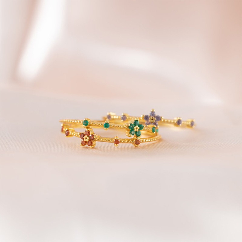 Helloice Colourful Tiny Flower Stacking Ring