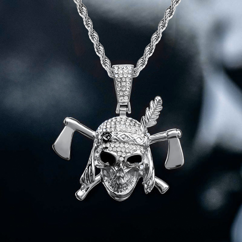 Helloice Iced Pirate Pendant in White Gold