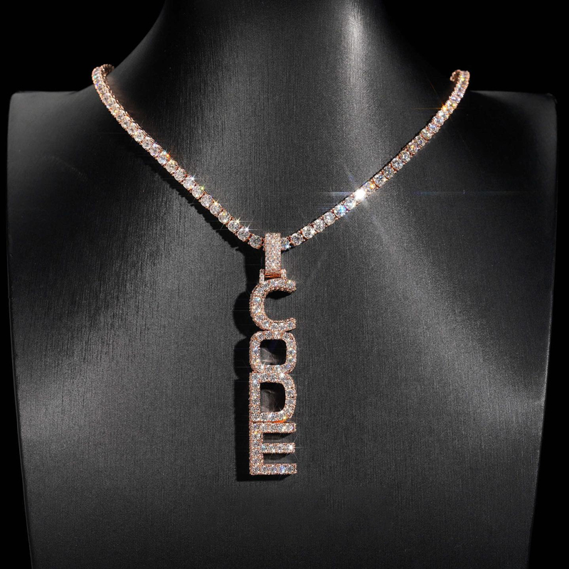 Helloice Iced Custom Vertical Letter Pendant
