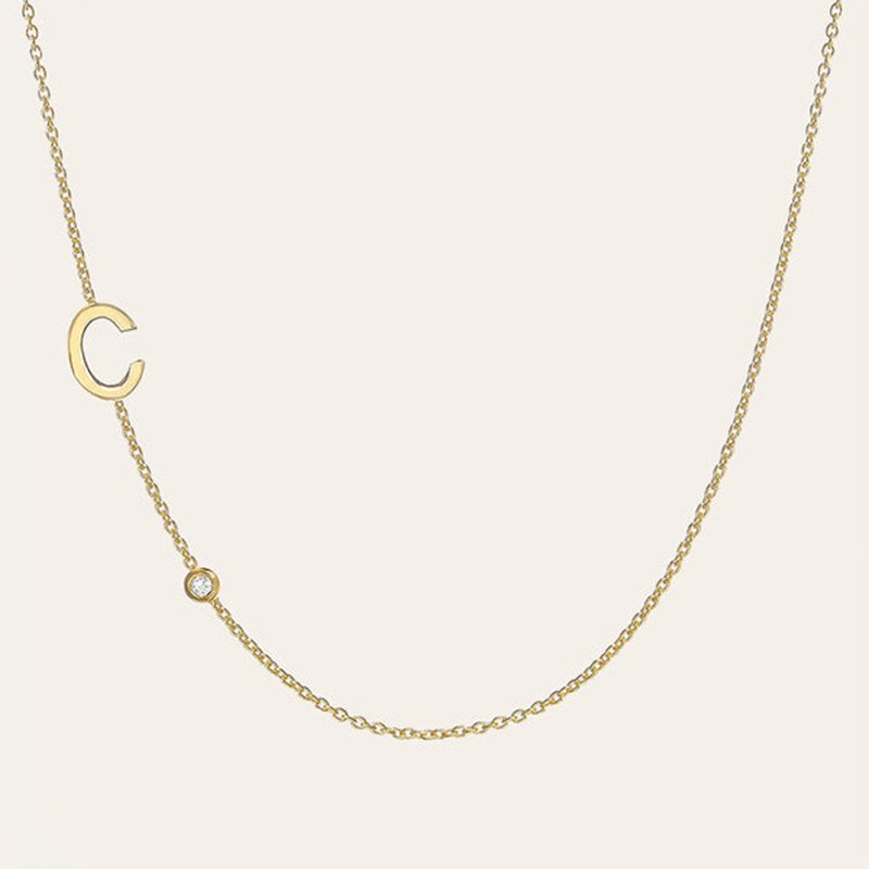 Helloice Initial and Birthstone Necklace