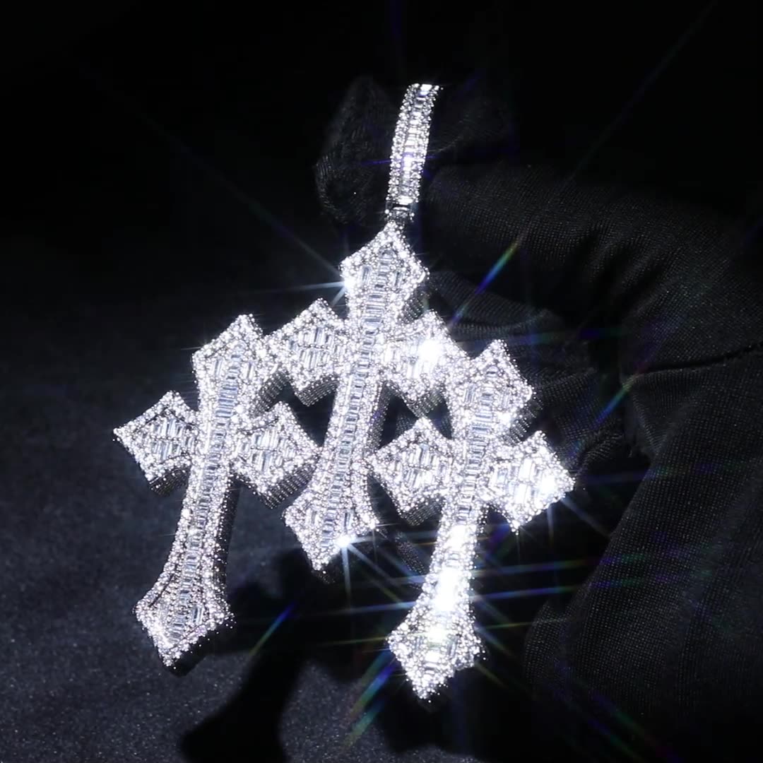 Helloice Iced Triple Cross Pendant