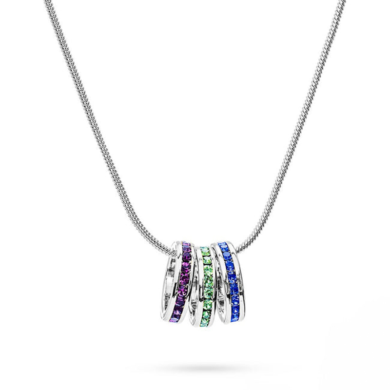 Helloice Personlized Stackable Eternity Birthstone Charm Necklace