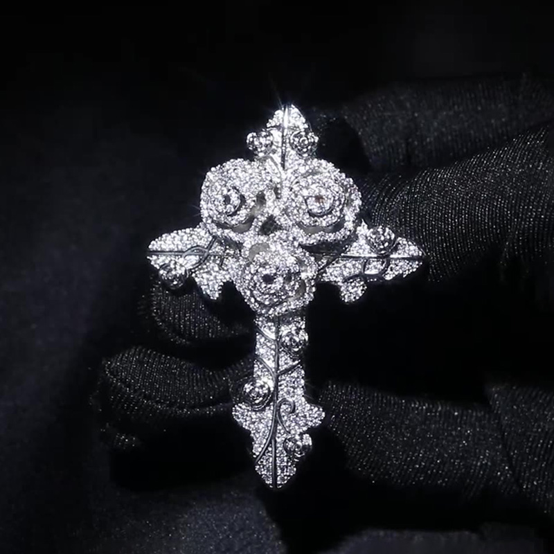 Helloice Iced Rose Cross Pendant