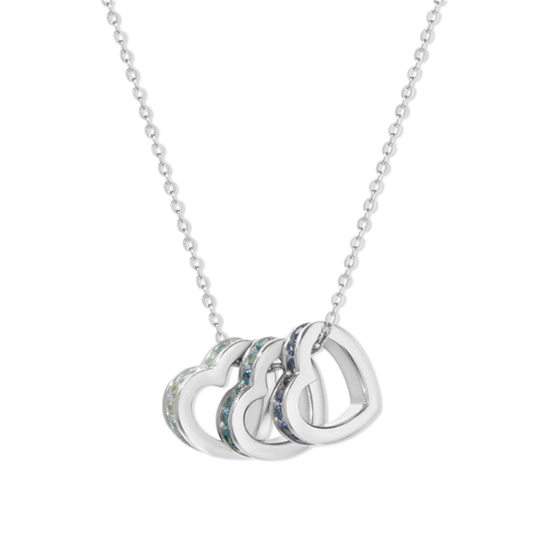 Helloice Stackable Birthstone Silver Heart Charm Necklace