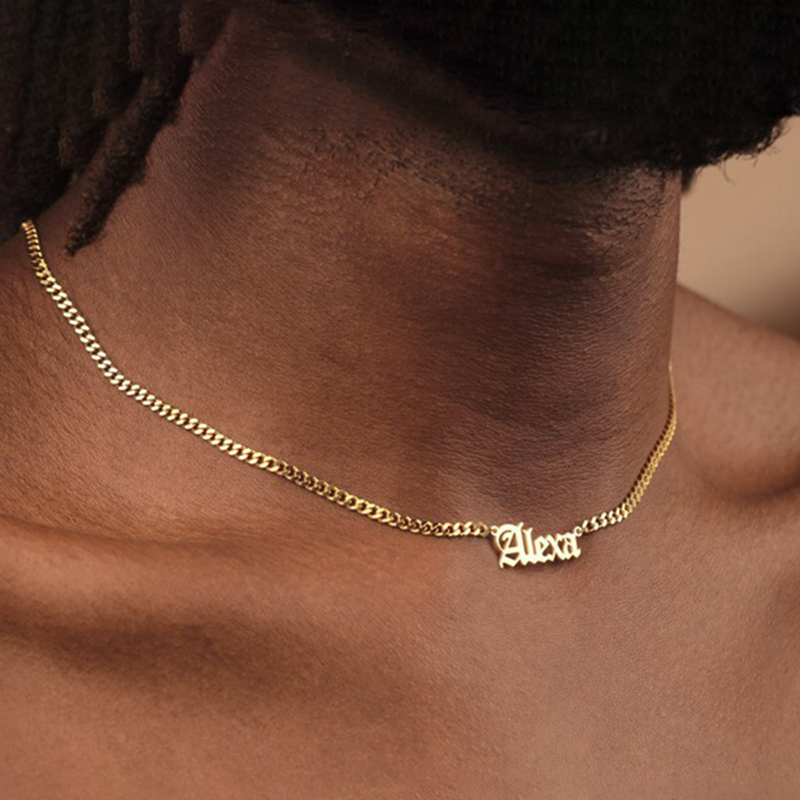 Helloice Custom Font Name Necklace with 3mm Cuban Chain