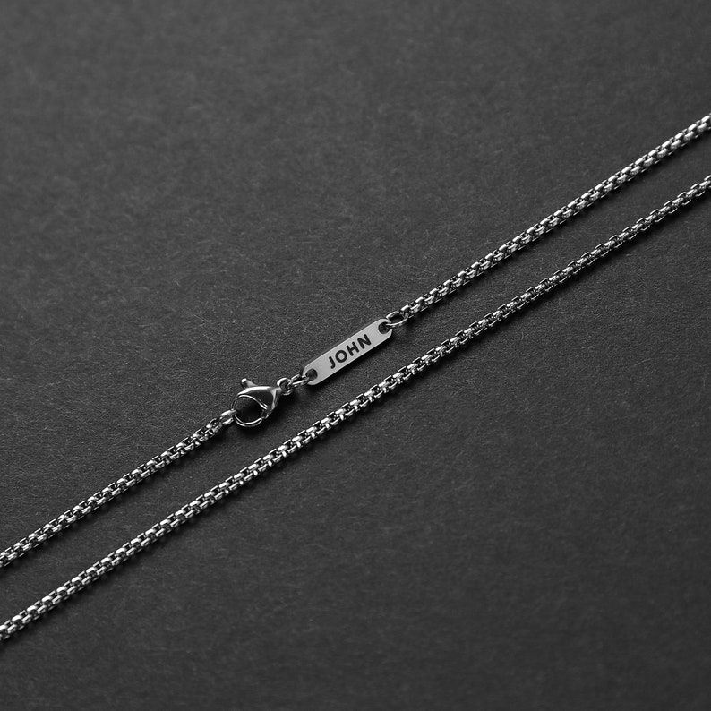 Helloice 3mm Custom Name Stainless Steel Round Box Chain