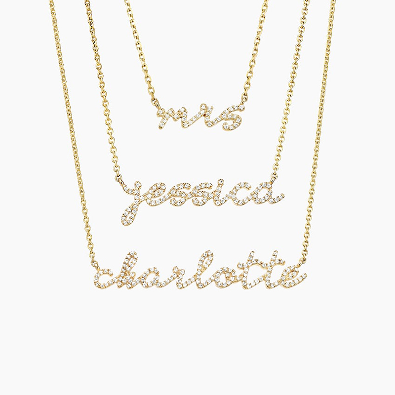 Helloice Script Diamond Name Necklace