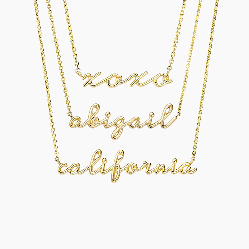 Helloice Script Name Necklace