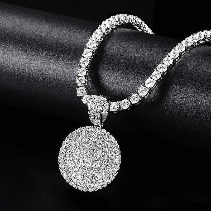 Helloice Bling Out Iced Round Hip Hop Dog Tag Medallion Pendant