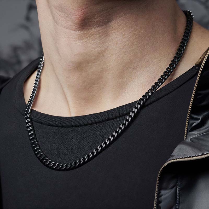 Helloice 3.5mm/5mm/7mm Diamond-Cut Cuban Chain in Black
