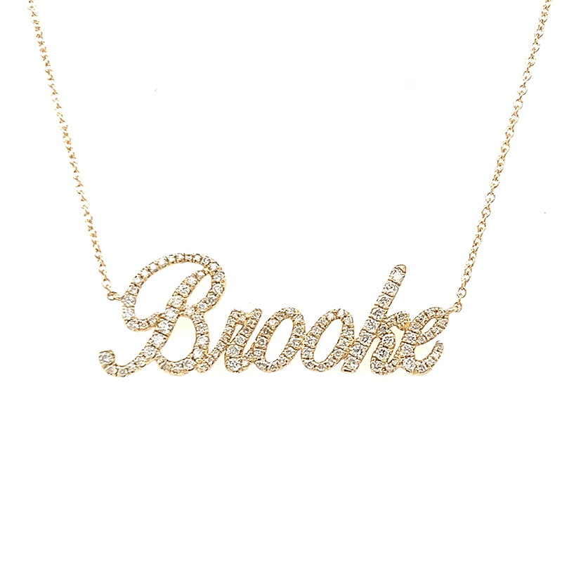 Helloice Script Nameplate Diamond Necklace