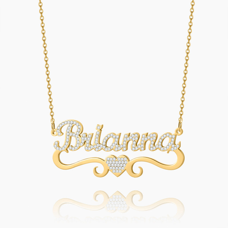 Helloice Diamond Heart Name Necklace