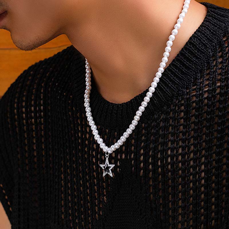Helloice Iced Pentagram Pearl Necklace