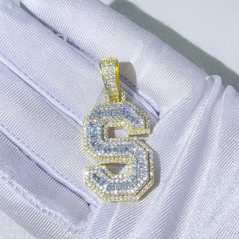 Helloice A-Z Baguette Cut Letter Pendant