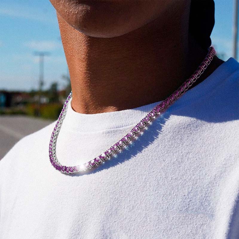 Helloice 4mm Purple Iced Tennis Chain