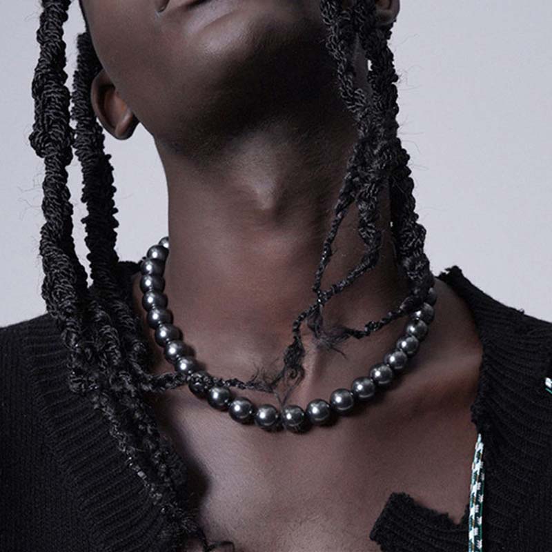 Helloice 12mm Black Pearl Necklace