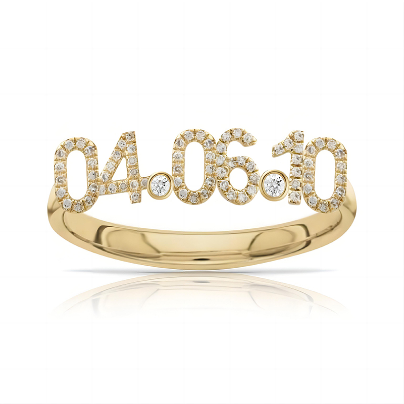 Helloice Diamond Date & Birthstone Ring