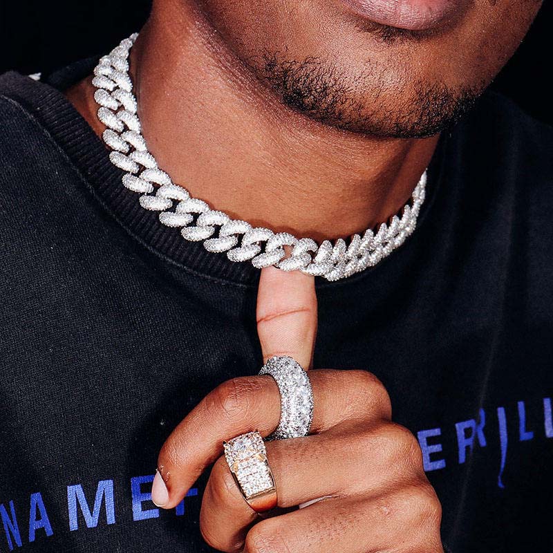 Helloice 15mm Paved Cuban Chain with Big Box Clasp