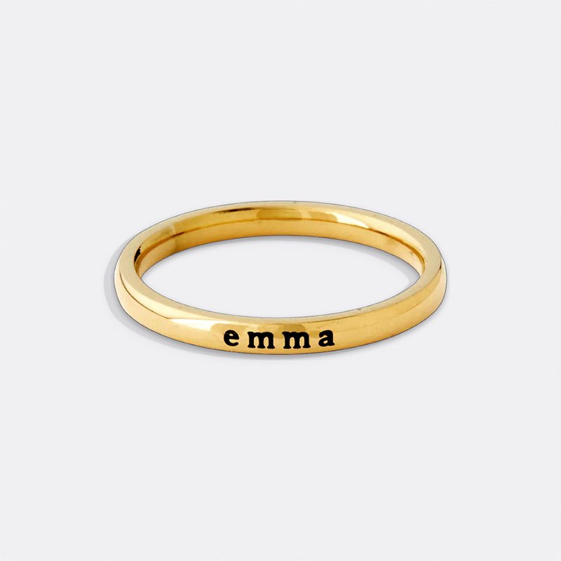 Helloice 2.5mm Tiny Stackable Name Ring
