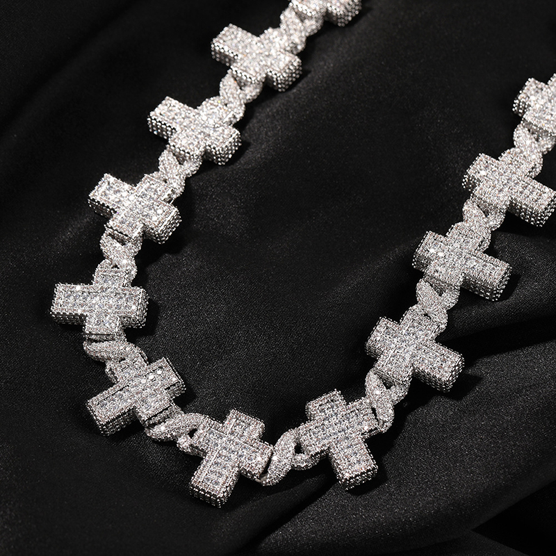 Helloice Iced Cross with Infinity Link Chain