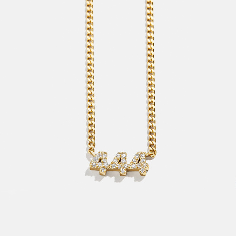 Helloice Diamond Angel Number Nameplate Necklace