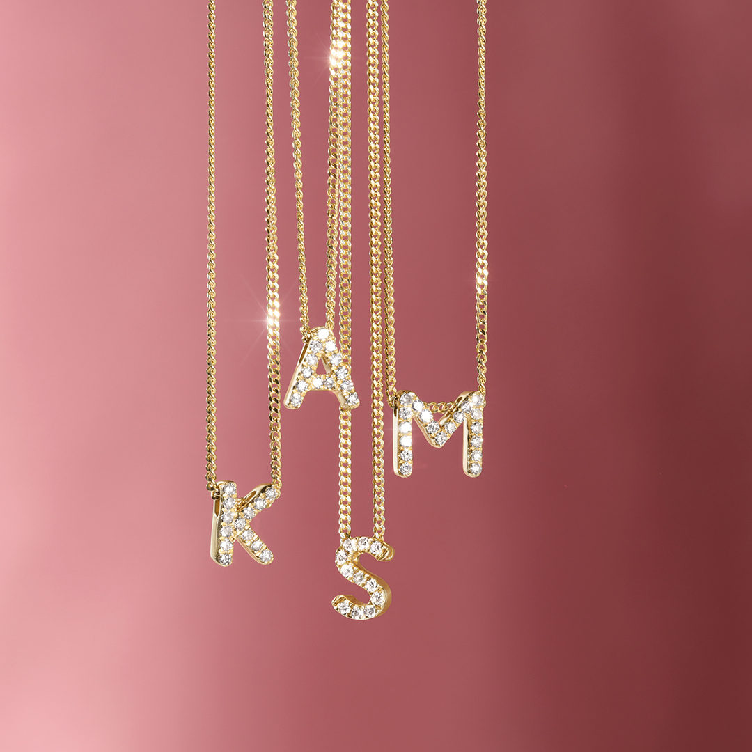 Helloice Diamond Alphabet Necklace