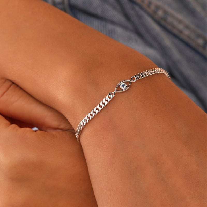 Helloice Evil Eye Curb Chain Bracelet