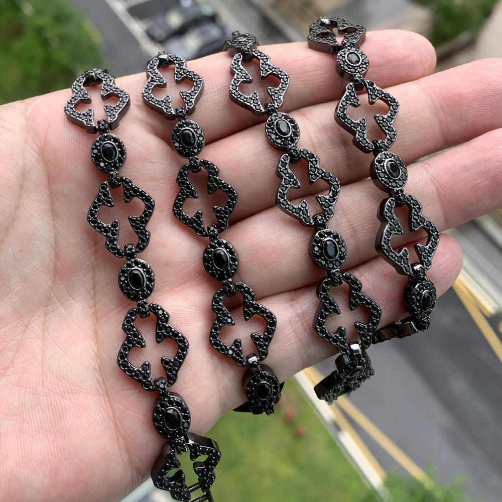 Helloice Black Diamond Skeleton Cross Necklace