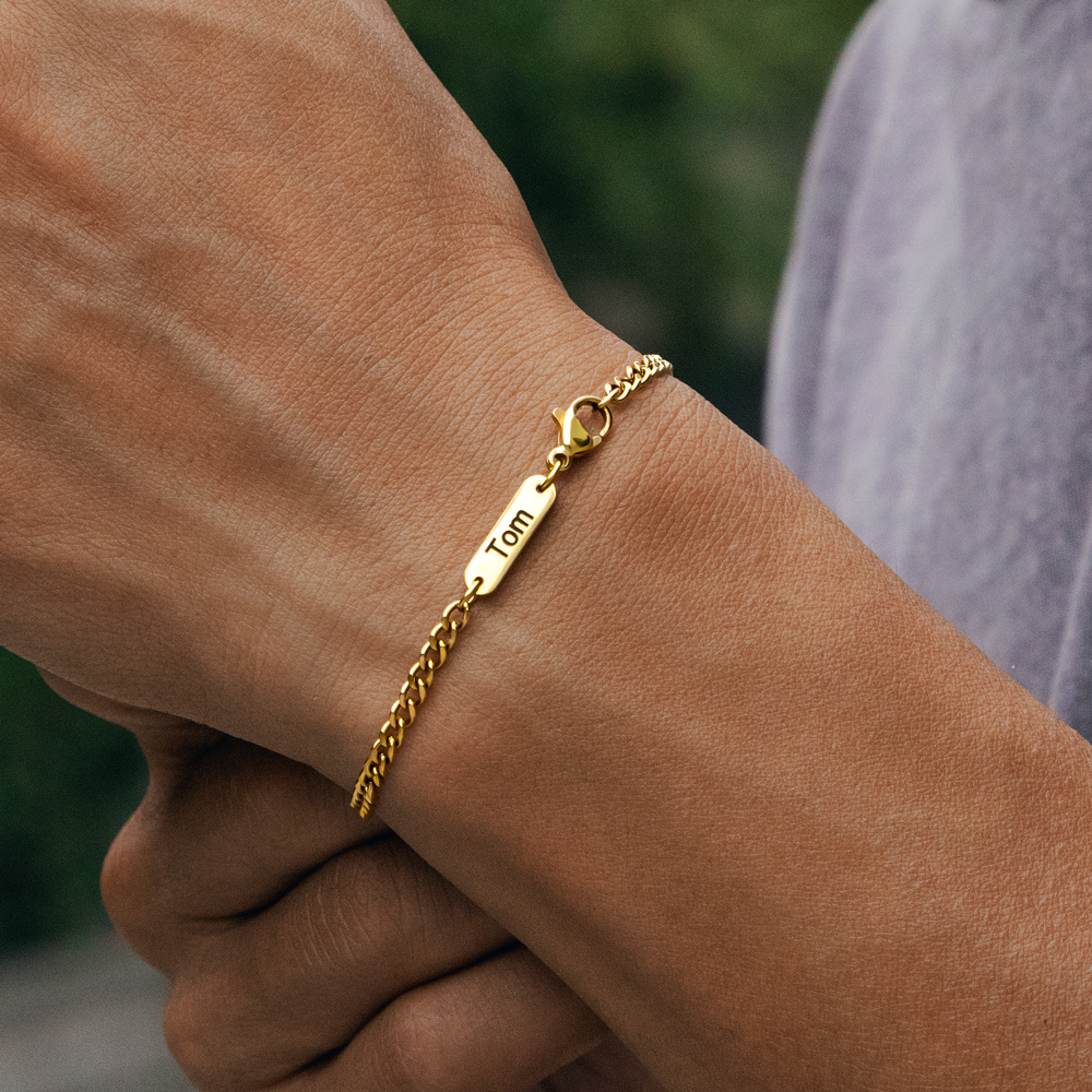 Helloice 3mm Custom Name Cuban Bracelet in Gold